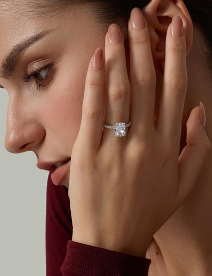 Radiant Cut Engagement Ring – Gold or Silver Tone – product view 9