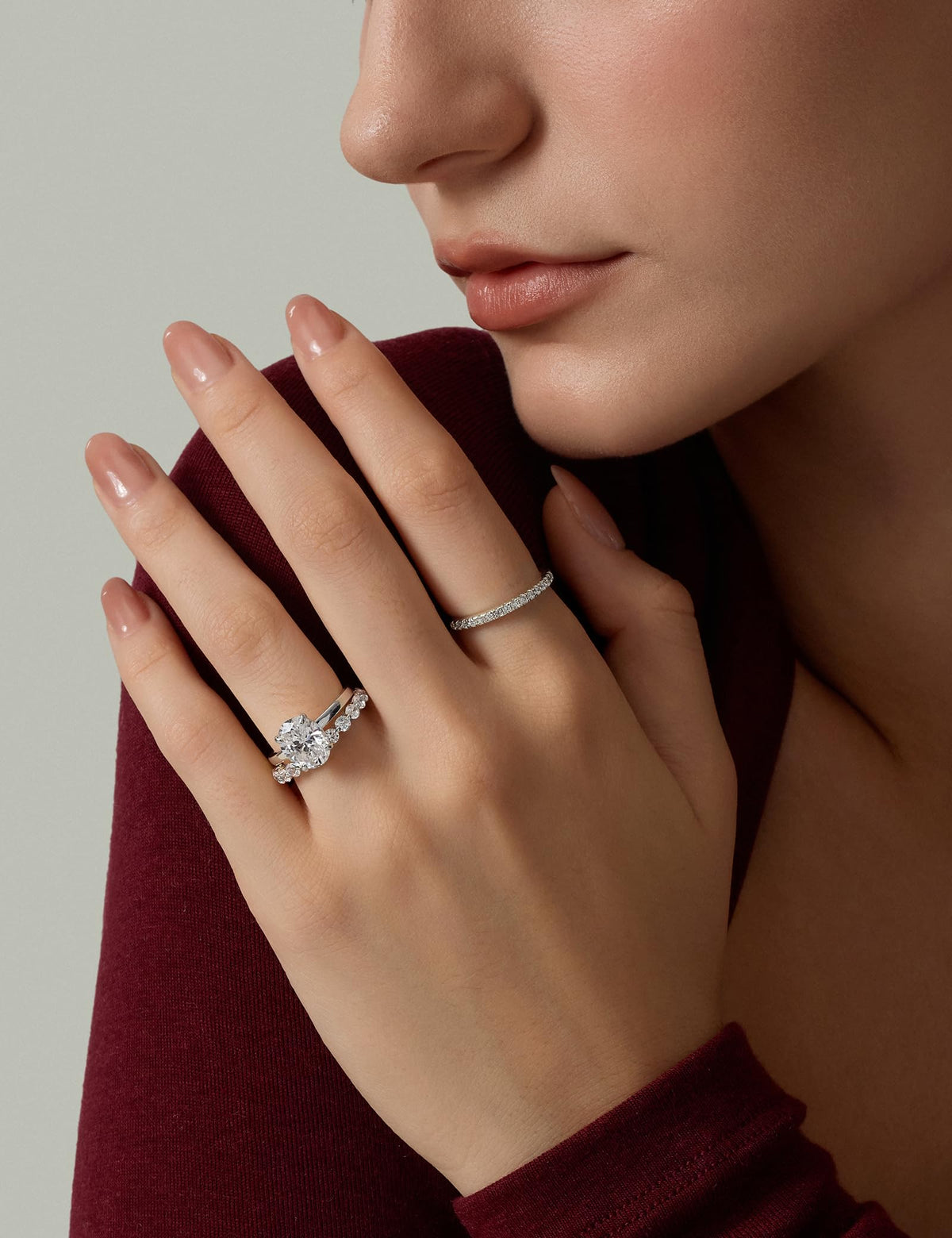 Oval Cut Engagement Ring – Gold or Silver Tone – product view 12