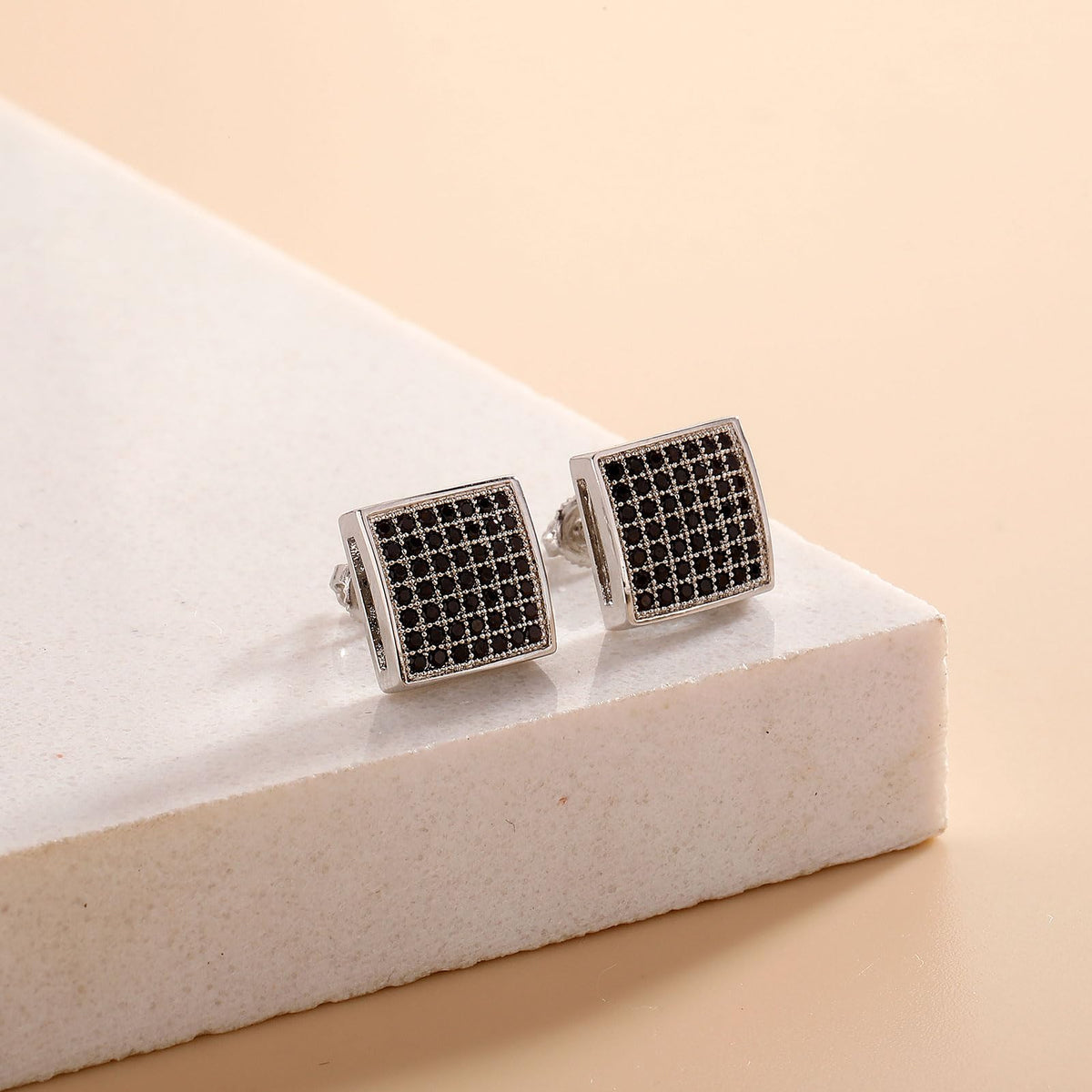 square cubic zirconia earrings close-up – product image 23