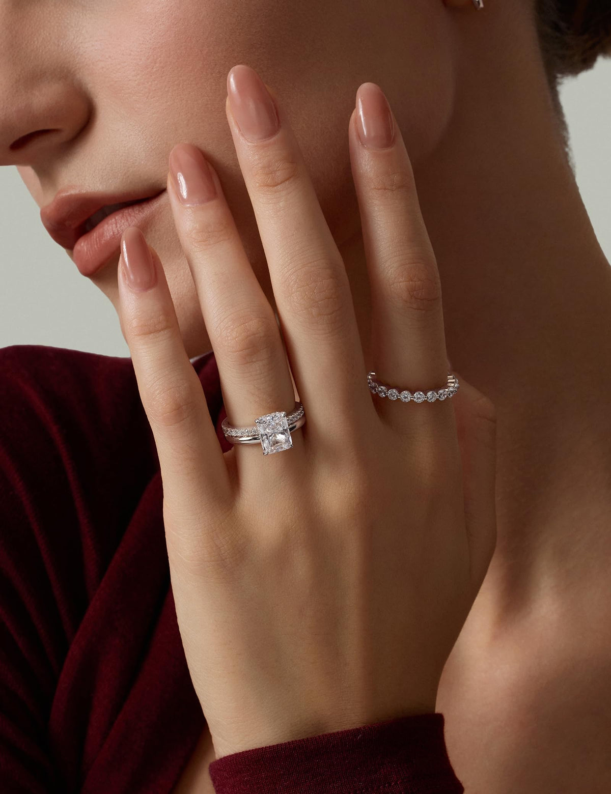 Radiant Cut Engagement Ring – Gold or Silver Tone – product view 10