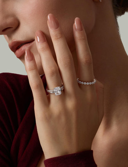 Radiant Cut Engagement Ring – Gold or Silver Tone – product view 10