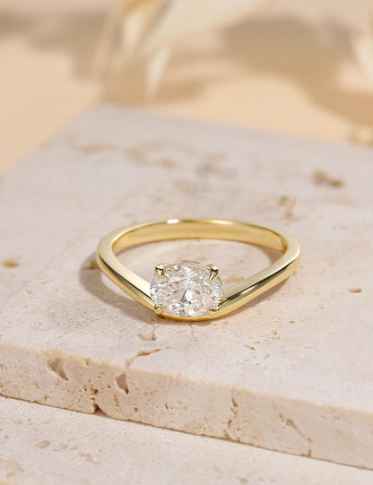 1.5 ct Oval Cut Curved Wedding Ring Set – product view 2