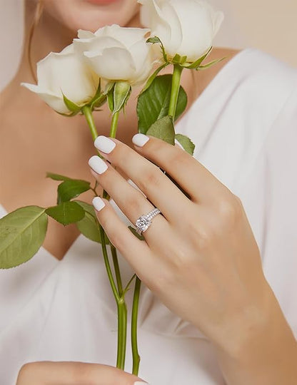 2CT 925 Sterling Silver Princess Cut Engagement Ring