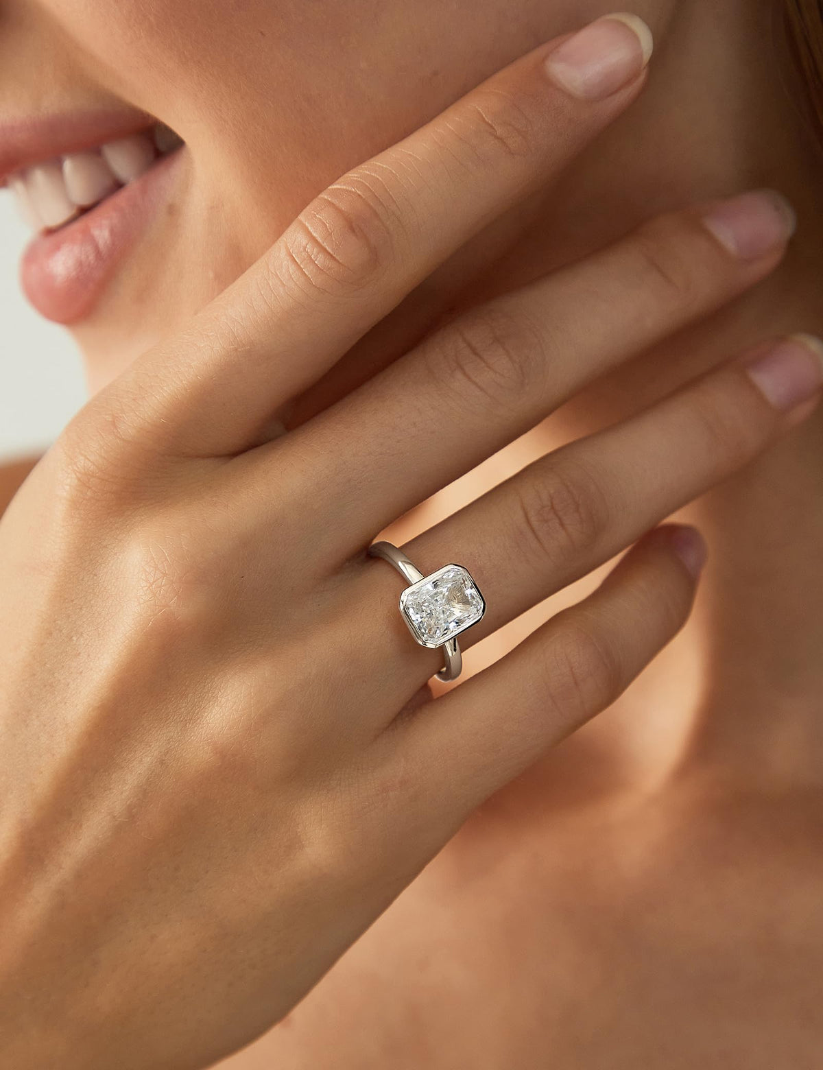 Radiant Cut Bezel Travel Engagement Ring – product view 12