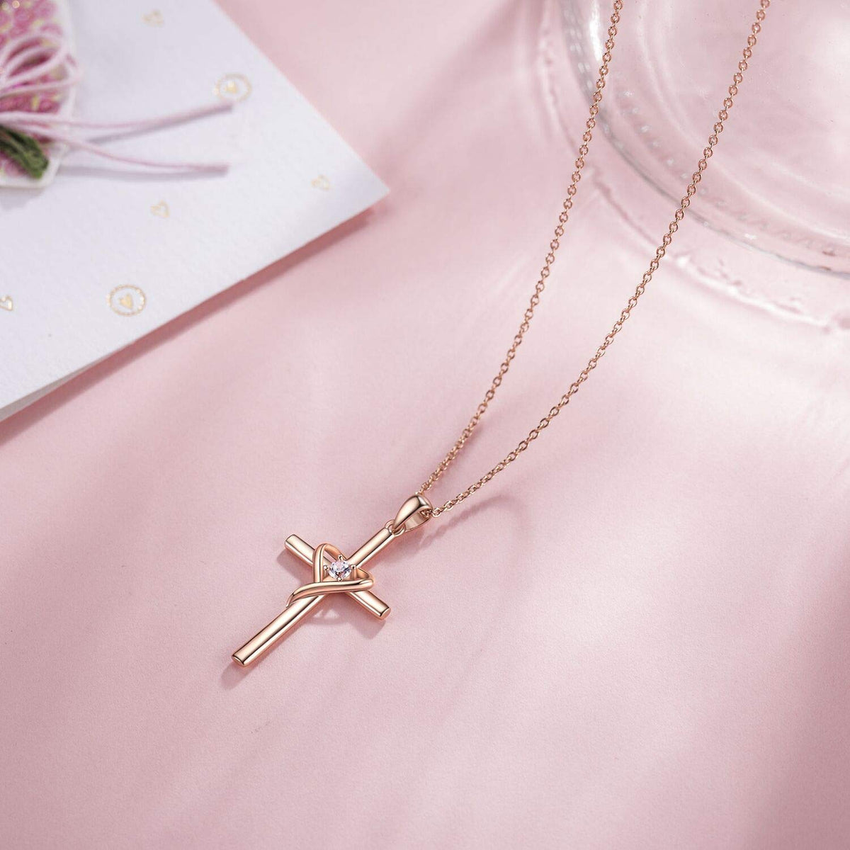 S925 cross birthstone necklace with 5A CZ – product image 31