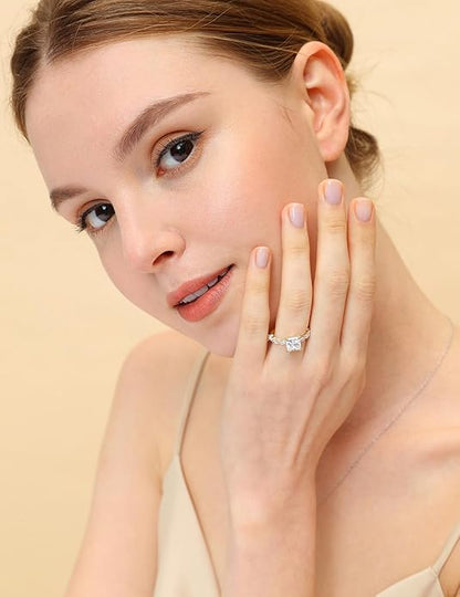 2CT Princess Cut Sterling Silver CZ Solitaire Ring