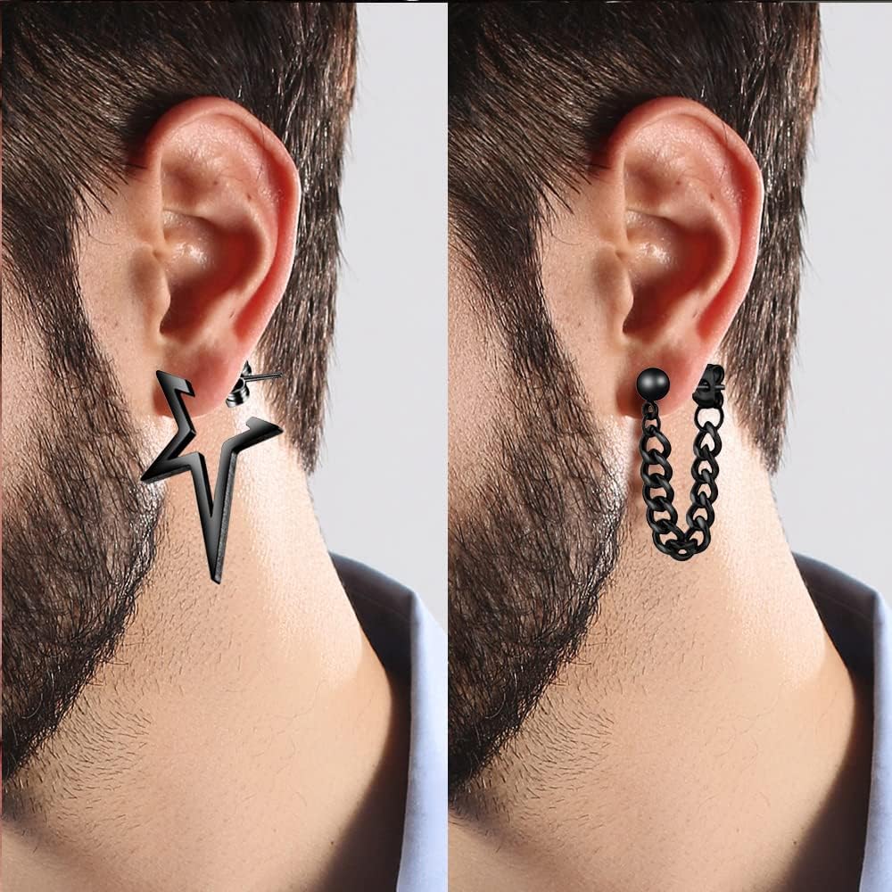 16-pair stainless steel punk dangle earring set – product image 6