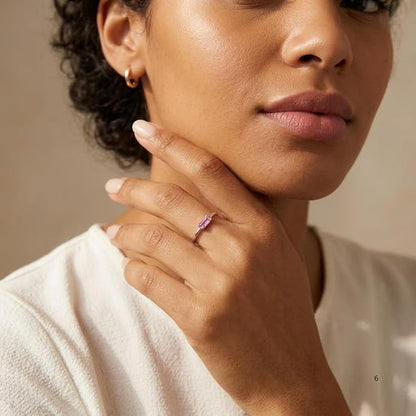 Dainty Silver Birthstone Ring – Non-Tarnish Stackable Ring