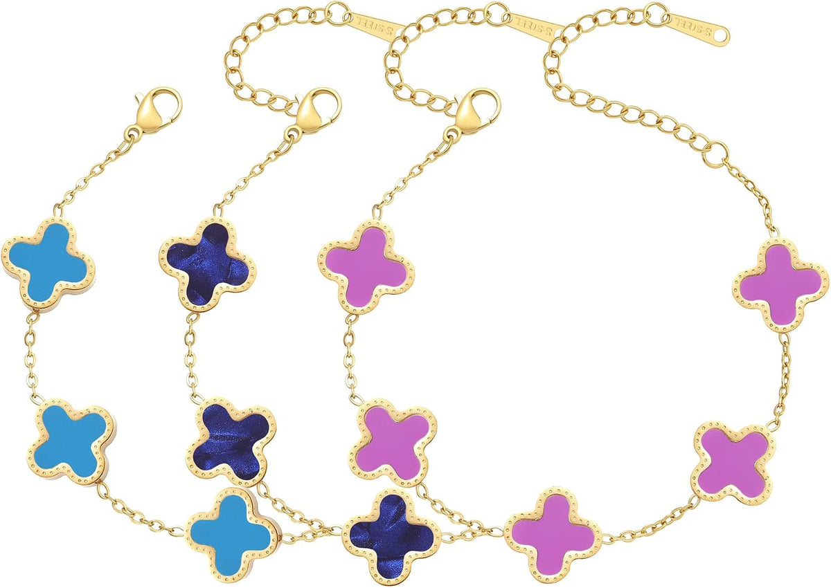 18K gold-plated clover bracelet set – image 7