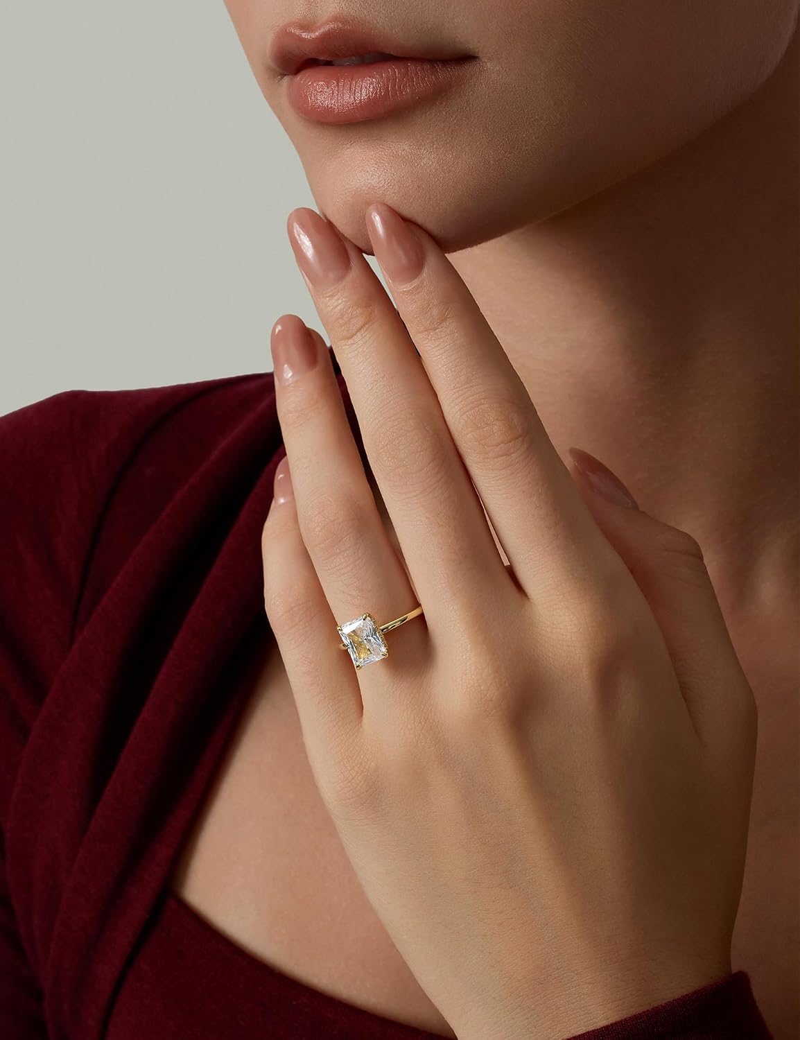 Radiant Cut Brass Engagement Ring – product view 5