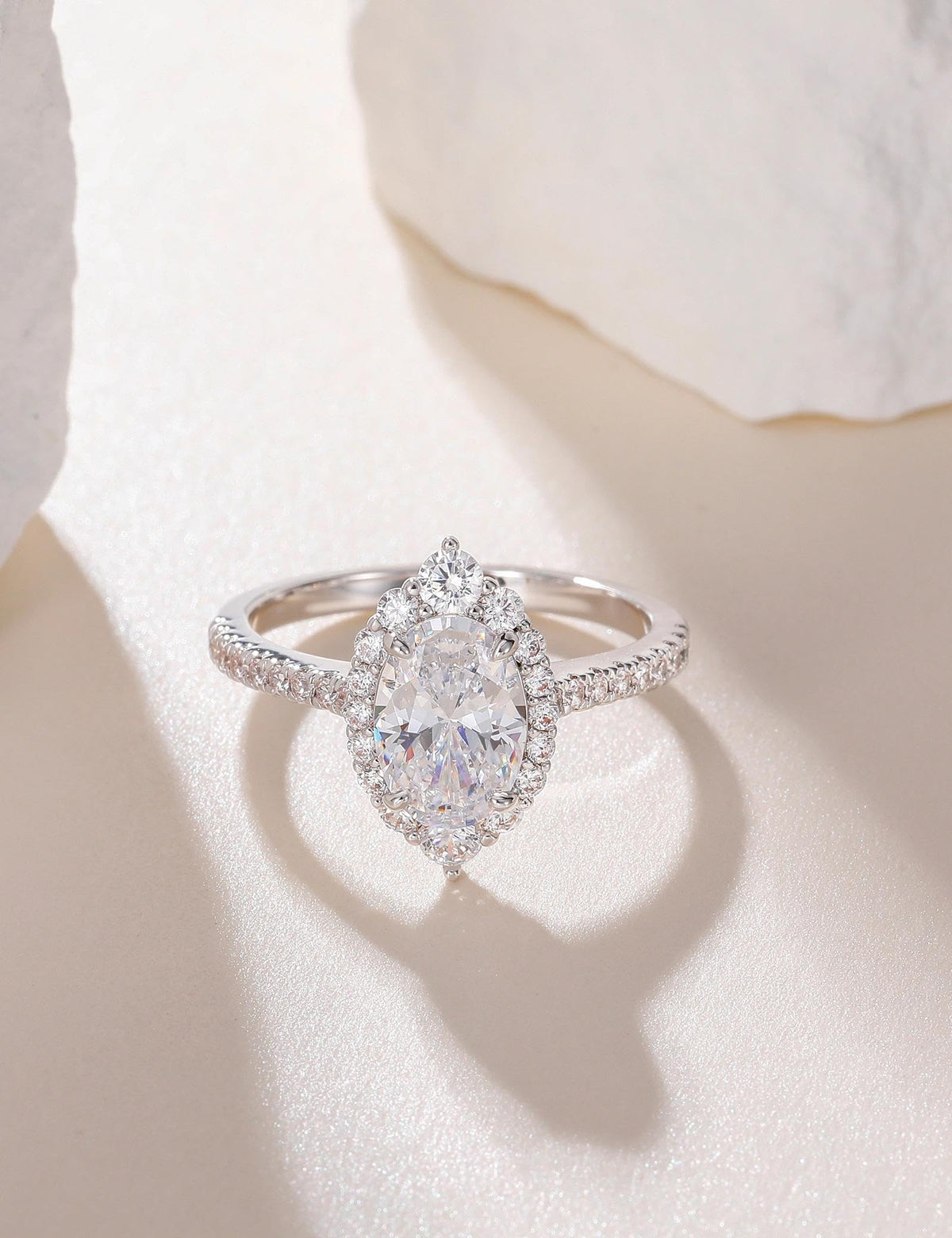 3 ct Oval Cut CZ Halo Engagement Ring – product view 8