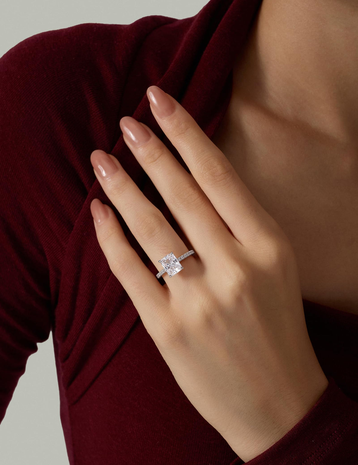 Radiant Cut Engagement Ring – Gold or Silver Tone – product view 11