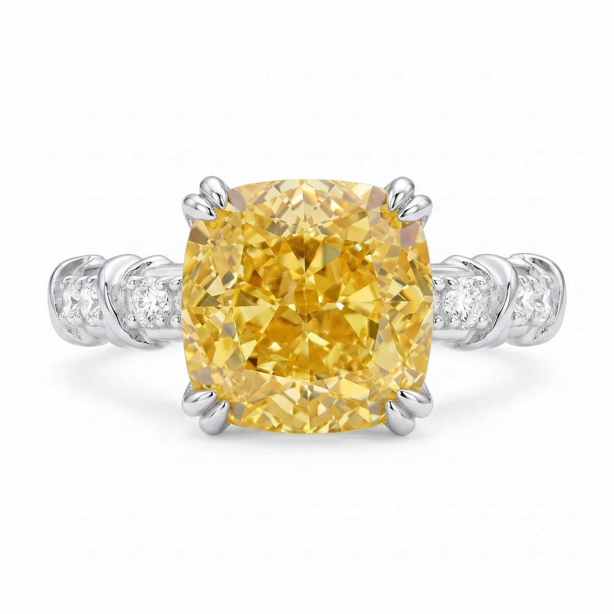 5CT Cushion Cut Cubic Zirconia Engagement Ring for Women, 925 Sterling Silver Platinum Plated Side Stone Cocktail Promise Ring