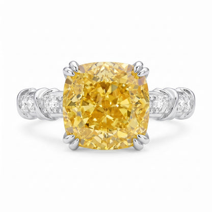 5CT Cushion Cut Cubic Zirconia Engagement Ring for Women, 925 Sterling Silver Platinum Plated Side Stone Cocktail Promise Ring