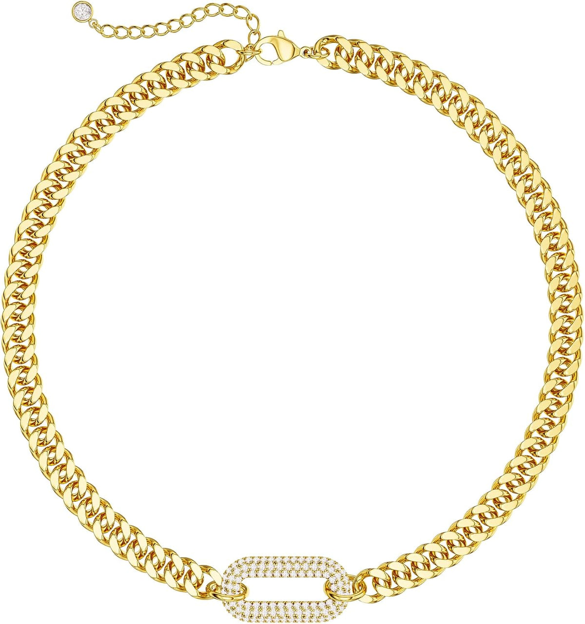 Gold Necklace for Women, 14K Gold Plated Chunky Chain Necklace