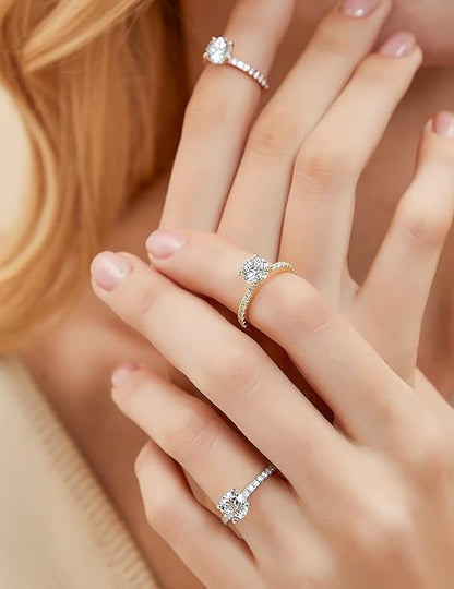 1.25CT 925 Sterling Silver Round Brilliant CZ Ring For Women