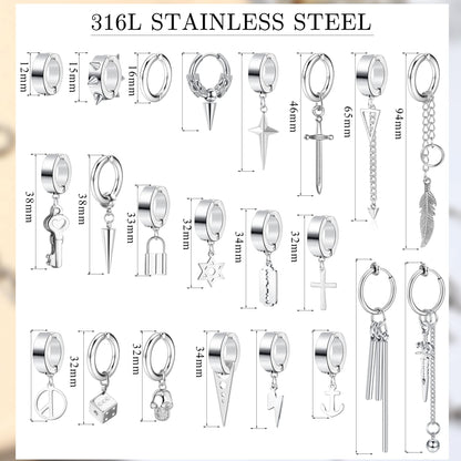 silver clip-on dangle earrings – product image 13