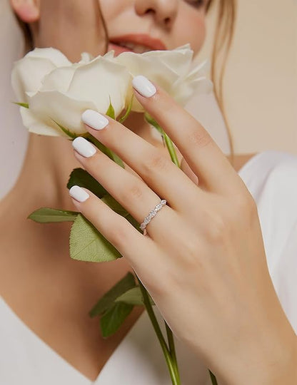 Sterling Silver Woven Twisted Rope Half Eternity Ring