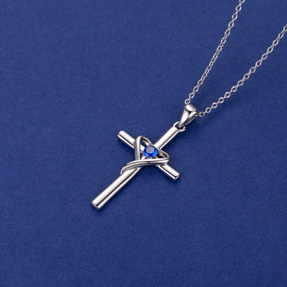 birth-month-inspired CZ cross necklace