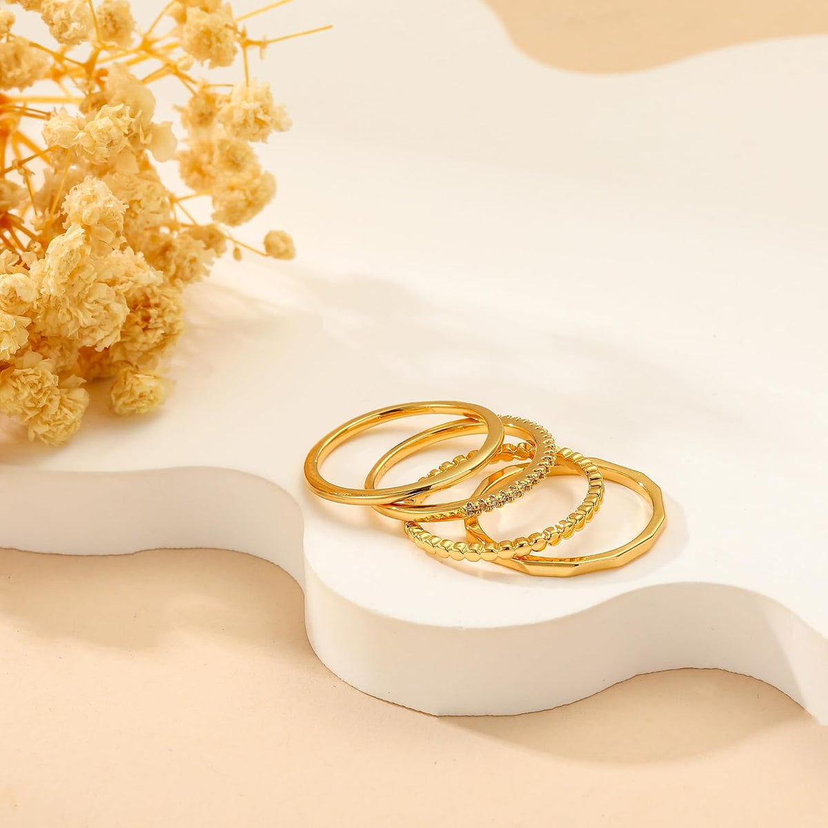 gold and silver stackable statement ring set – product image 6