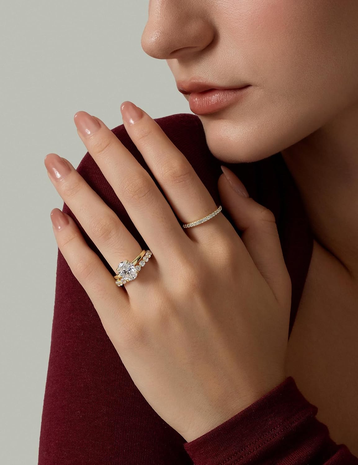 Oval Cut Engagement Ring – Gold or Silver Tone – product view 6