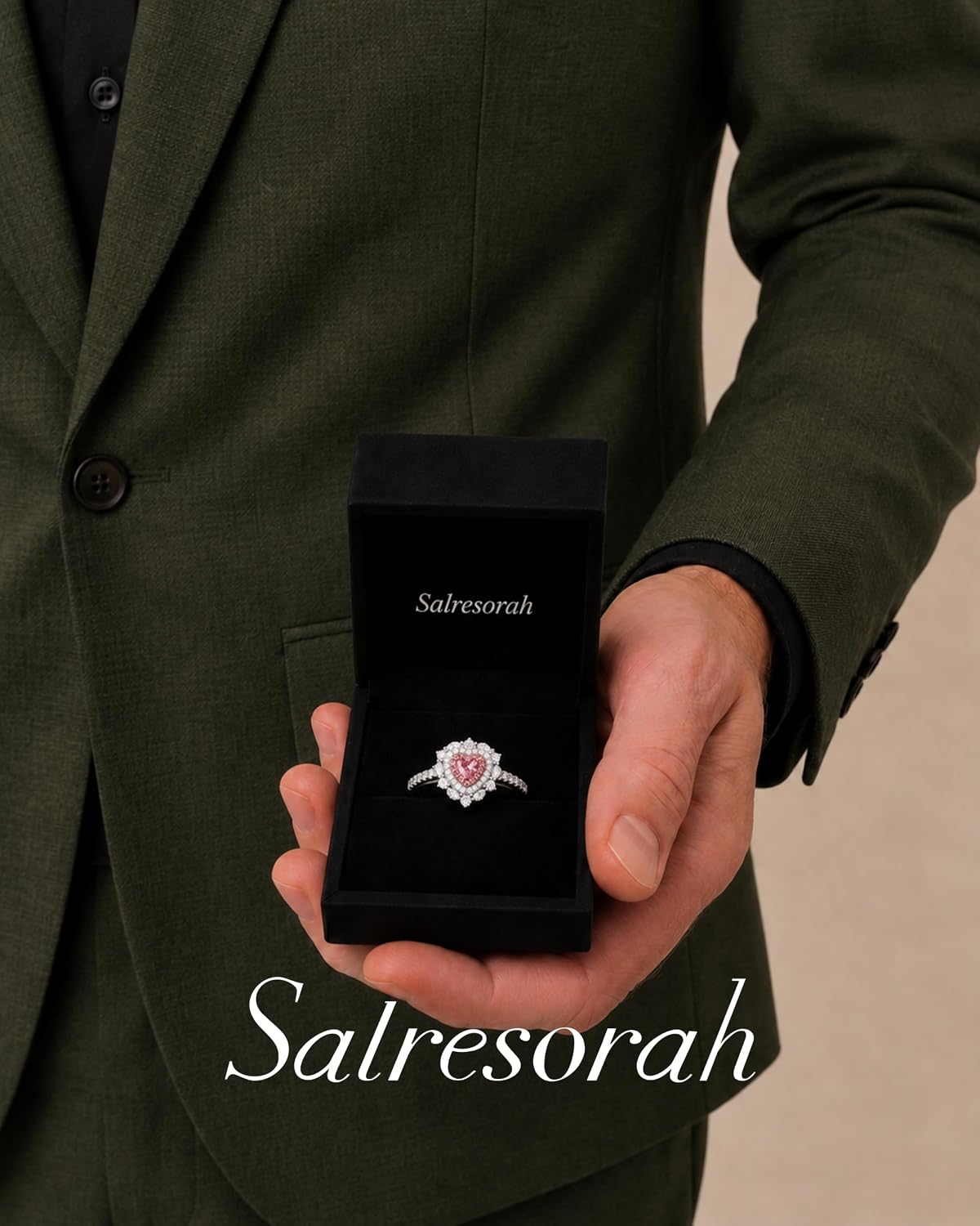 S925 Sterling Silver Pink Heart Ring for Women, 2ct Heart Cut Simulated Pink Diamond Double Halo Engagement Ring, Romantic Sweet Heart-Shaped Ring.