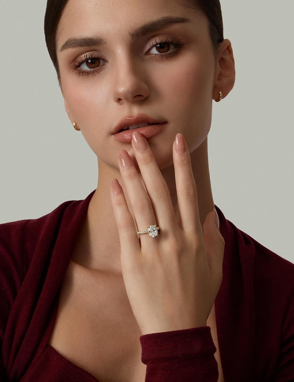 Oval Cut Brass Engagement Ring – product view 3