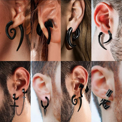 stainless steel huggie hoop earring set