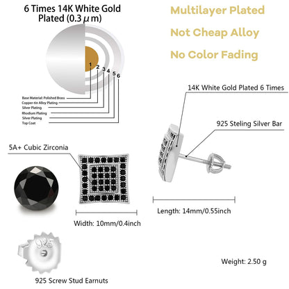S925 square screw-back CZ stud earrings – product image 16