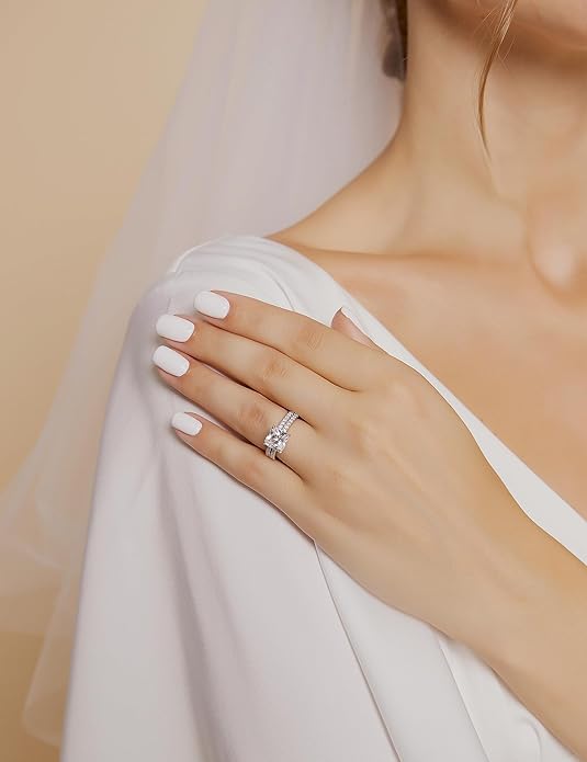 2CT 925 Sterling Silver Princess Cut Engagement Ring