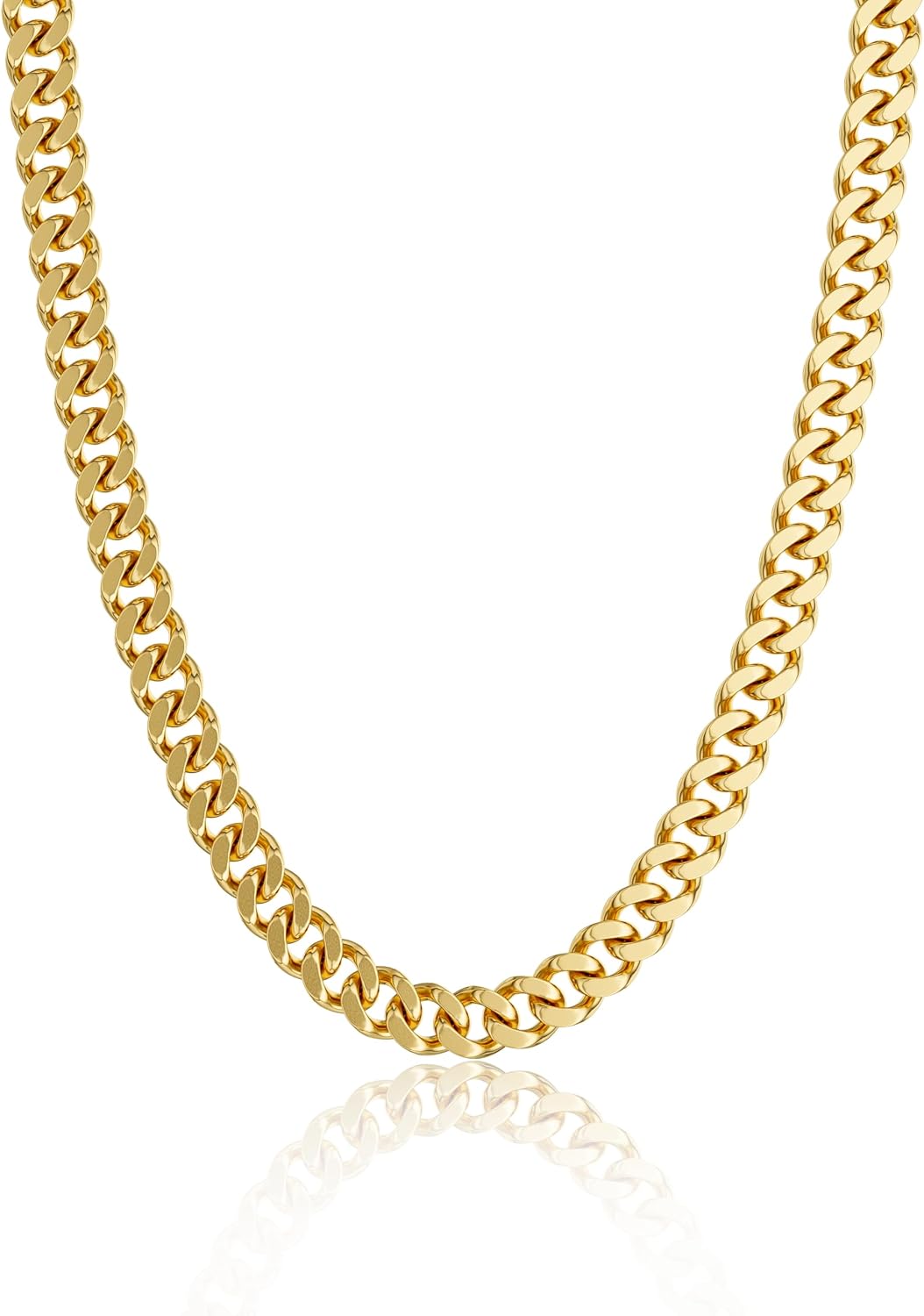 Gold Necklace for Women, 14K Gold Plated Chunky Chain Necklace