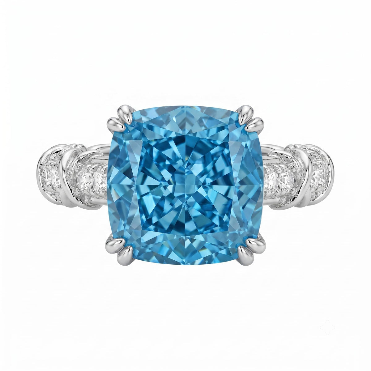 5CT Cushion Cut Cubic Zirconia Engagement Ring for Women, 925 Sterling Silver Platinum Plated Side Stone Cocktail Promise Ring