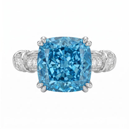 5CT Cushion Cut Cubic Zirconia Engagement Ring for Women, 925 Sterling Silver Platinum Plated Side Stone Cocktail Promise Ring