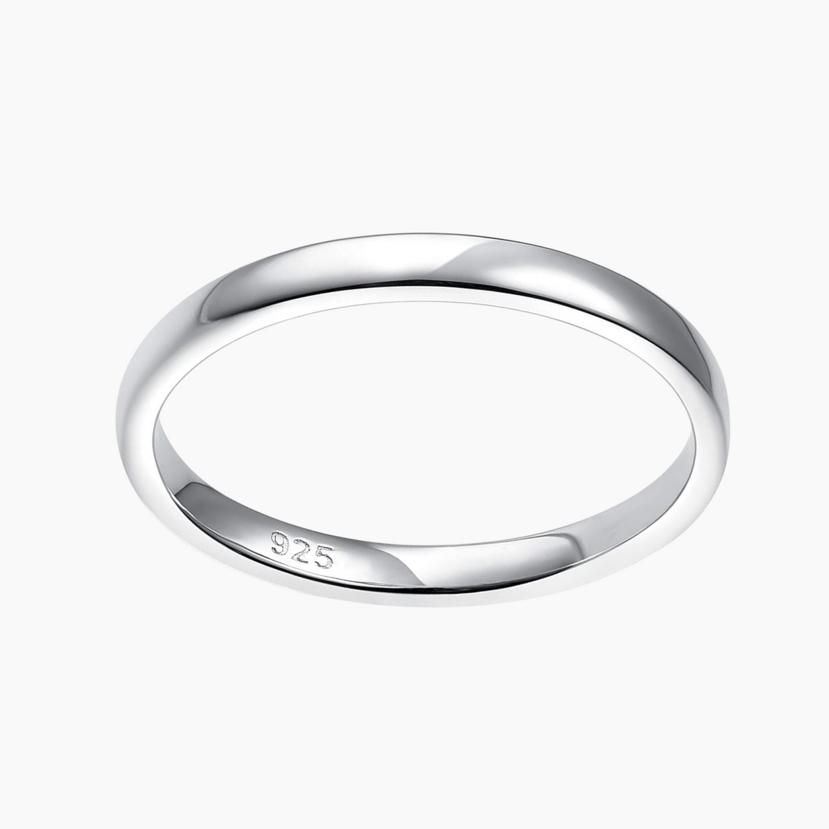 2mm 3.5mm High Polish Plain Dome 925 Sterling Silver High Polish Ring