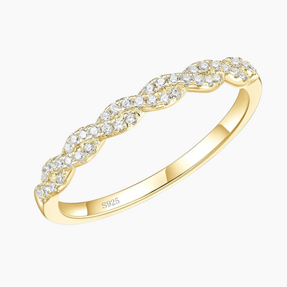 Sterling Silver Woven Twisted Rope Half Eternity Ring