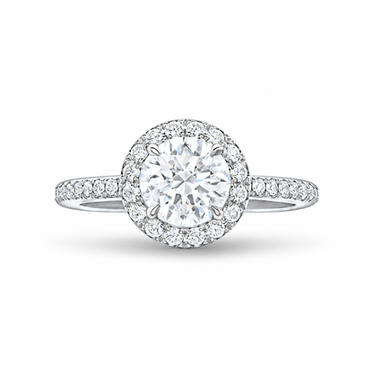 Moissanite Round-Shaped Diamond Micropavé Engagement Ring – white background product image