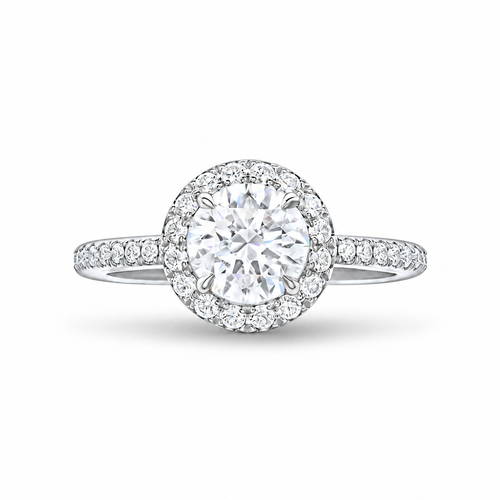 Moissanite Round-Shaped Diamond Micropavé Engagement Ring – white background product image
