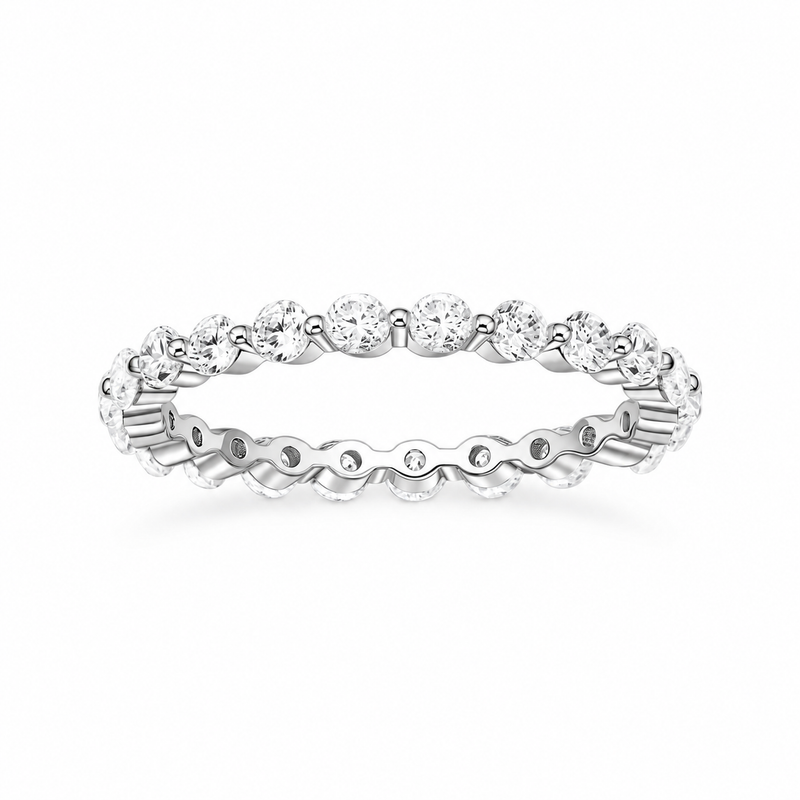 2.5mm 925 Sterling Silver Cubic Zirconia Wedding Ring – white background product image