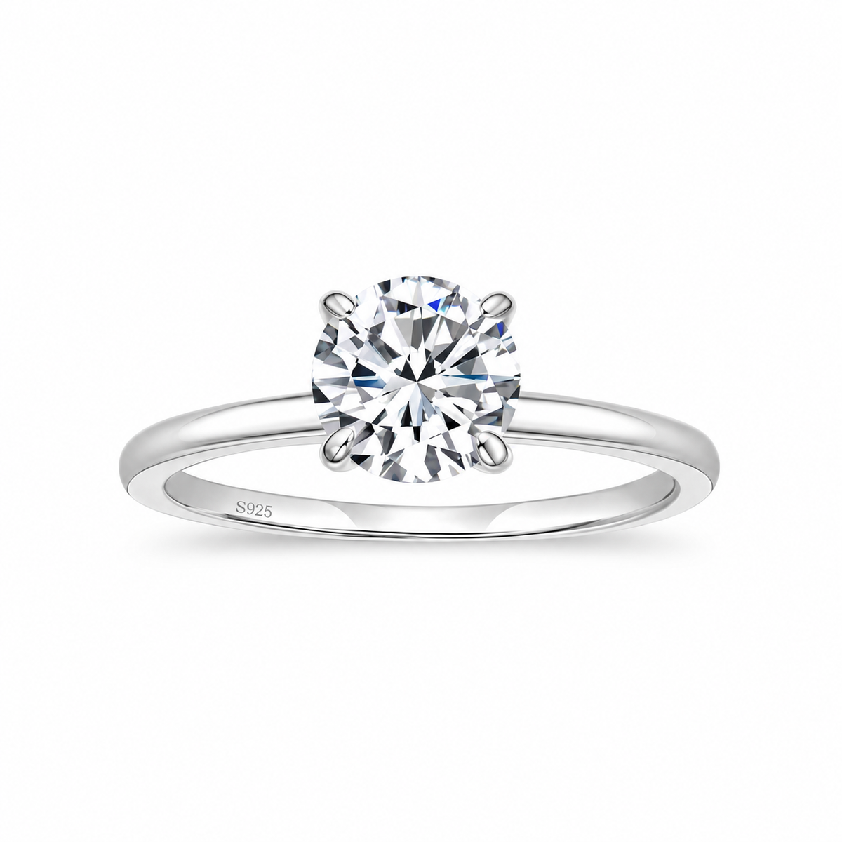 1.5CT Classic Round Cubic Zirconia Engagement Ring – white background product image