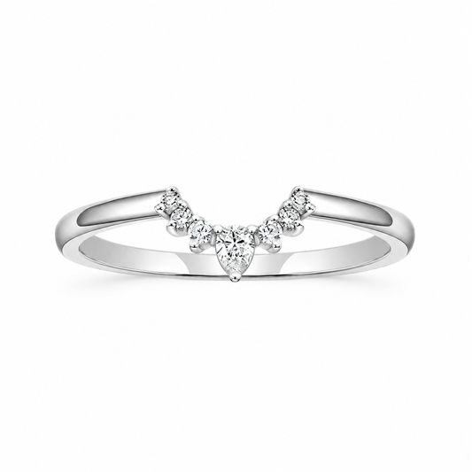 Crown V Shape Sterling Ring with CZ – white background product image