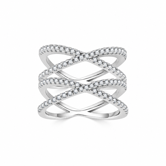 Sterling Silver Multi Criss Cross Stacking Rings – white background product image
