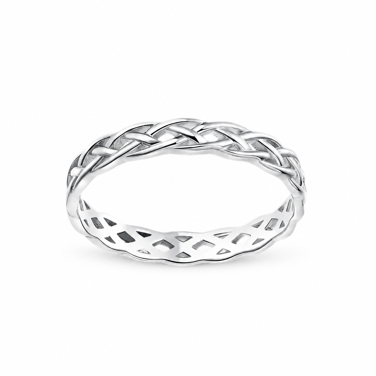 925 Sterling Silver Woven Cute Twist Ring – white background product image
