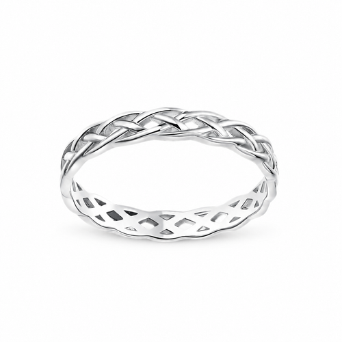 925 Sterling Silver Woven Cute Twist Ring – white background product image