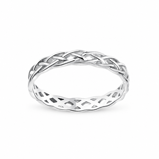 925 Sterling Silver Woven Cute Twist Ring – white background product image