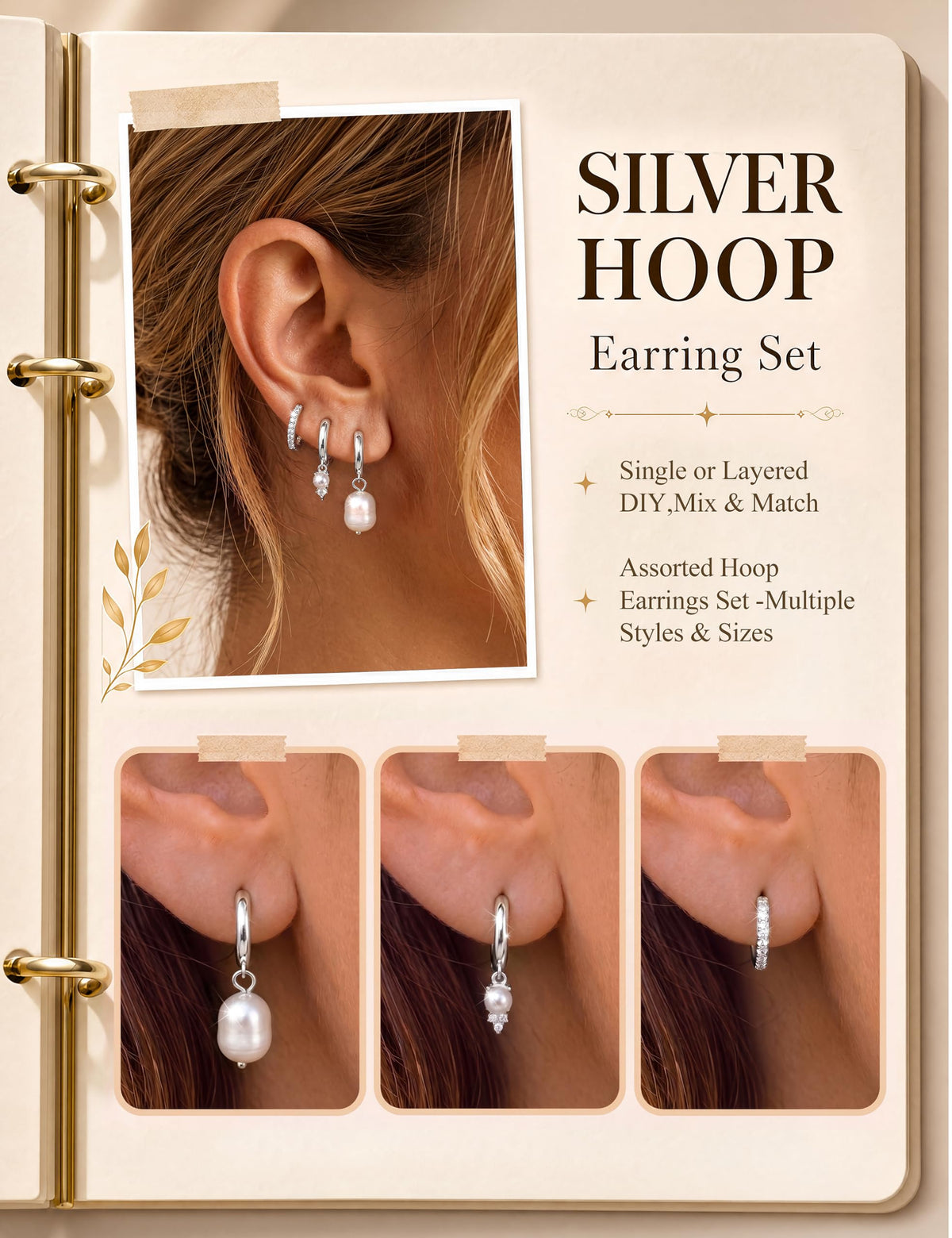 lightweight huggie hoop earring stack – product image 29