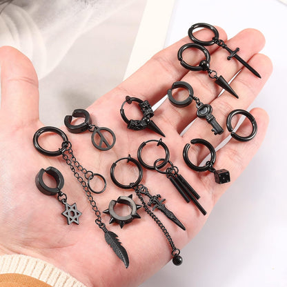 black fake cross earrings for non-pierced ears – product image 7