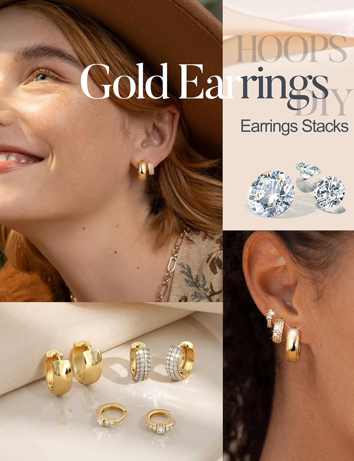 chunky huggie hoop earring set in gold and silver tone – product image 6