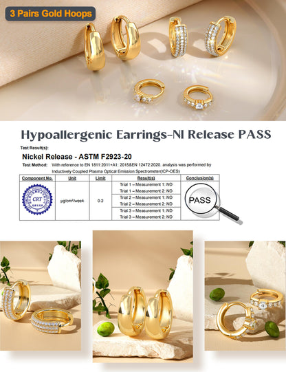 chunky huggie hoop earring set in gold and silver tone – product image 26