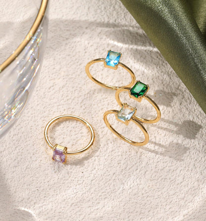 14K gold-plated green CZ stackable ring – product image 6
