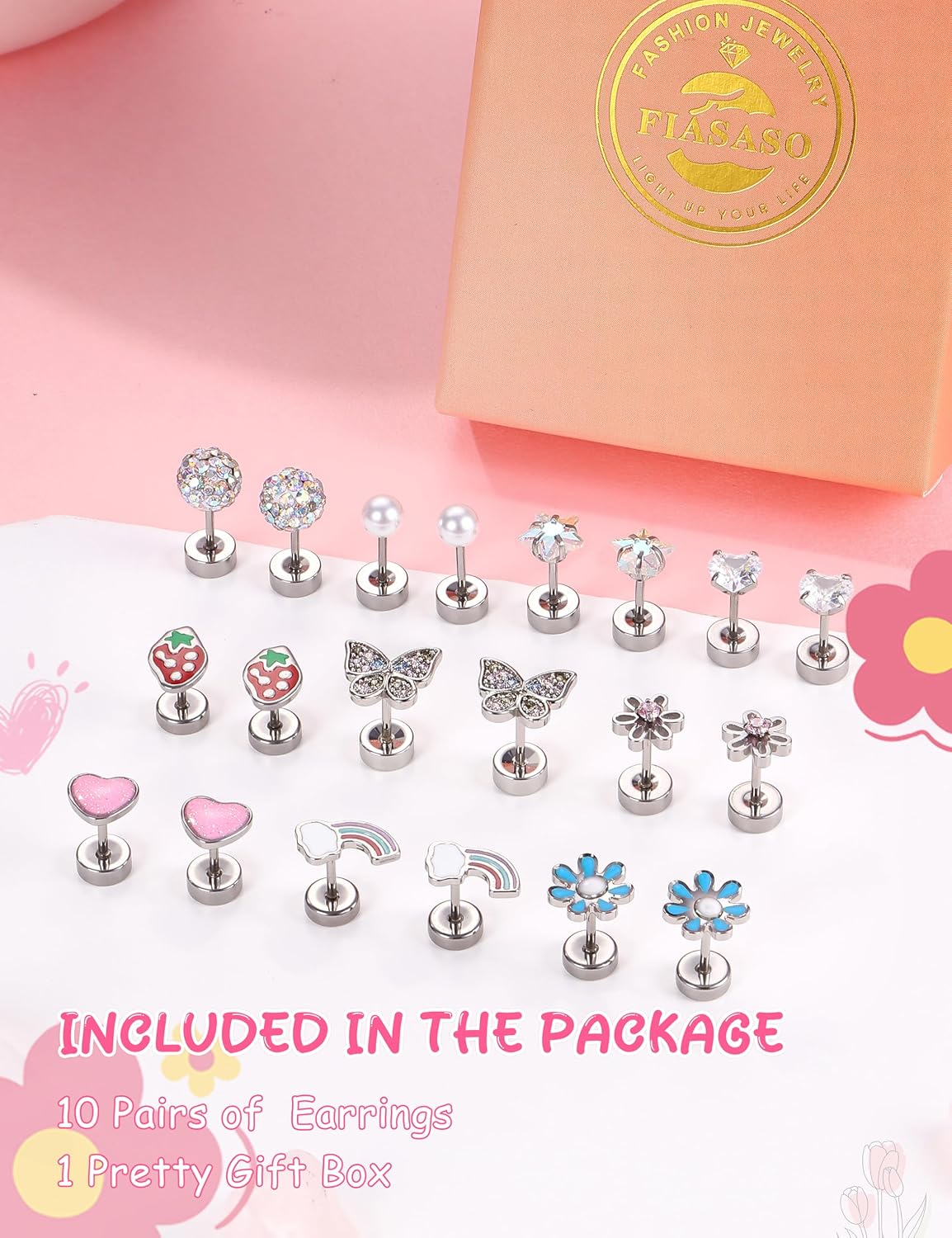 silver flat back earrings for girls